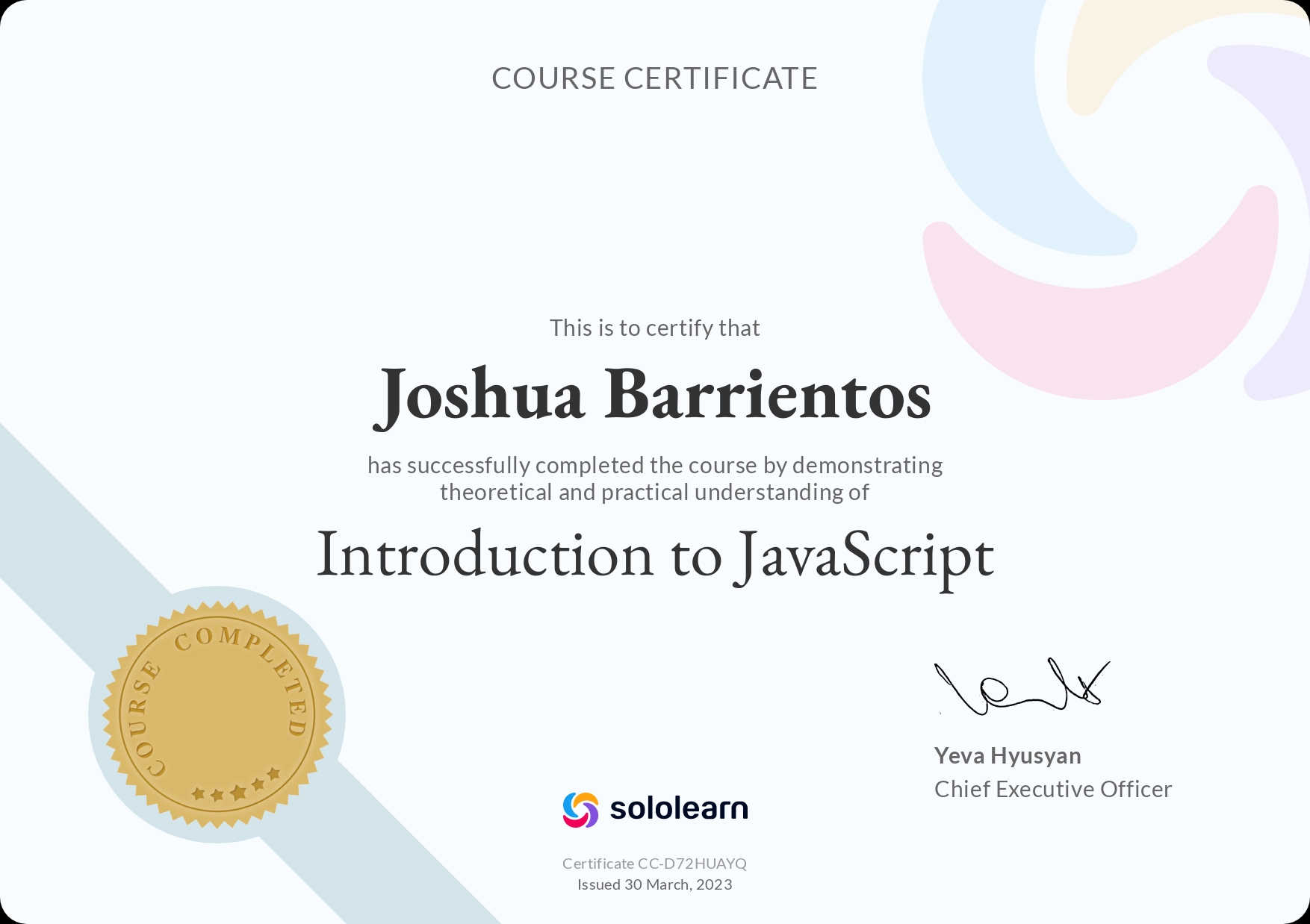 Joshua Barrientos | Computer Science Student
